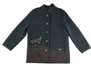 Giesswein Austria Boiled Wool Jacket Women 40 Pheasant Hunting Trachten Vintage